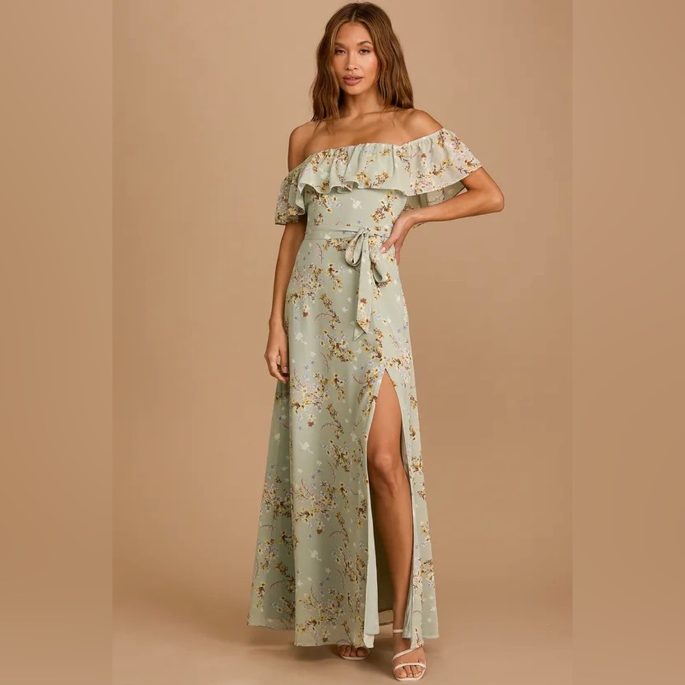 Amazing Moment Mint Green Floral Print Off-the-Shoulder Dress